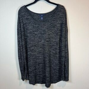 Gap Factory Women’s Long Sleeve Scoop Neck Shirt Black Heather Pullover  Size XL